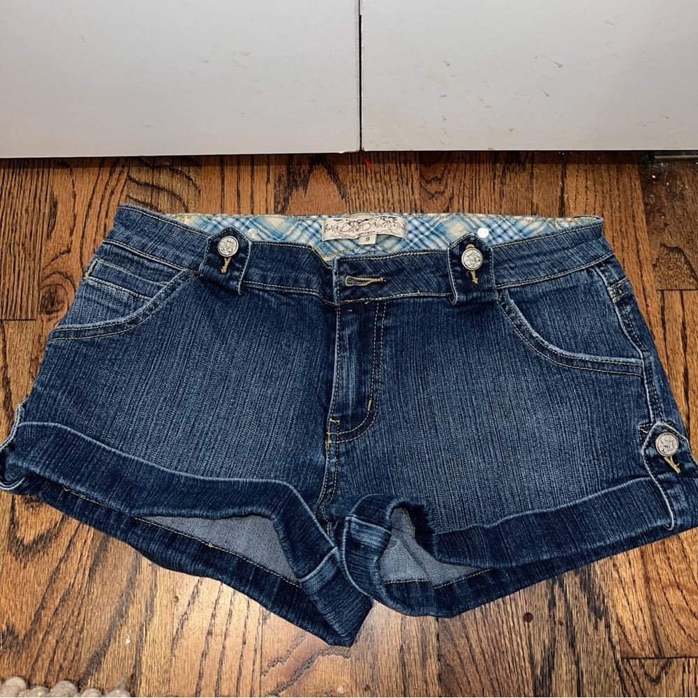 Love notes Women's Blue Denim Shorts junior size 9 summer casual rolled cuff